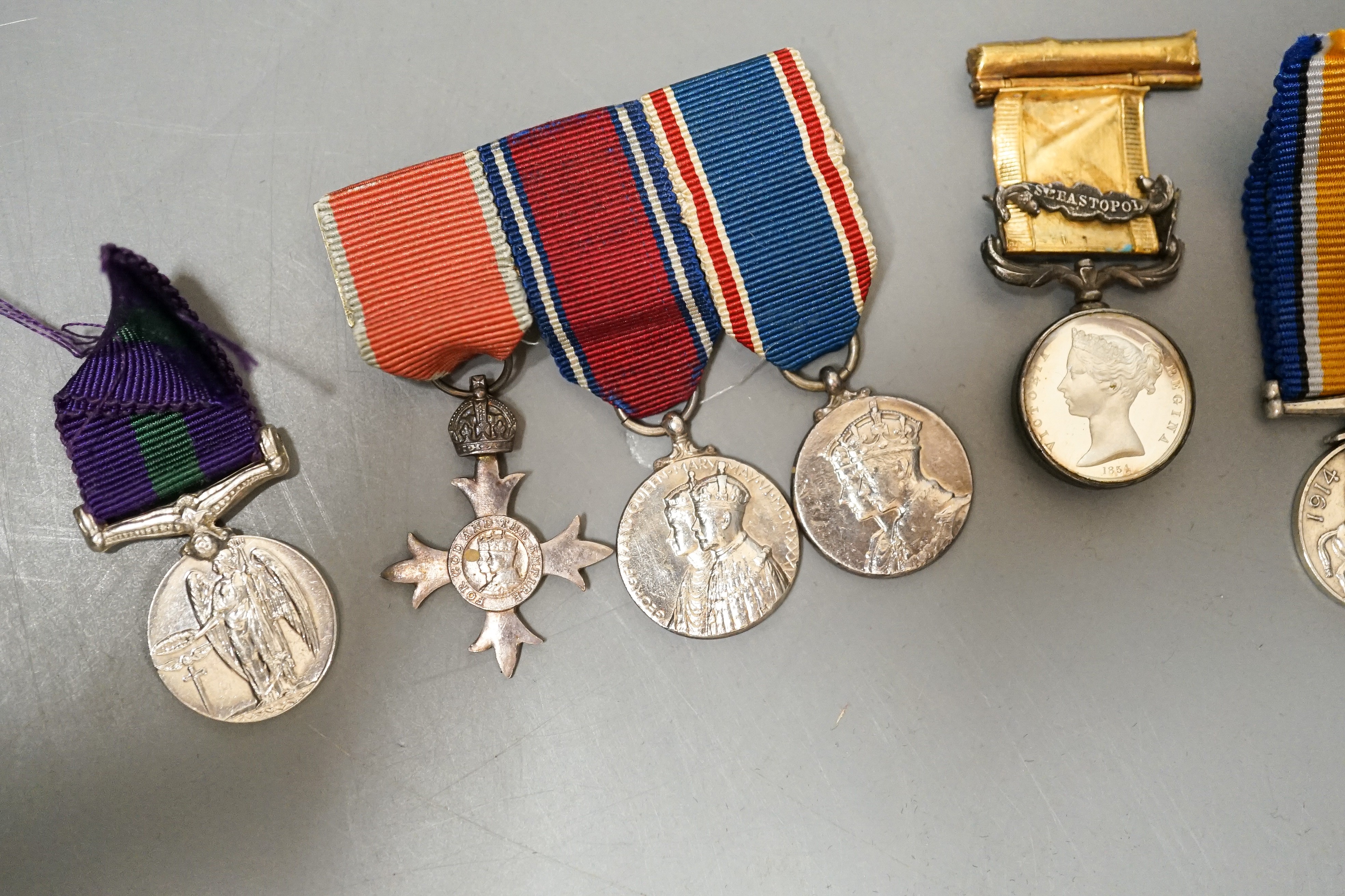 A group of George V and George VI miniature medals, and a miniature Crimea medal